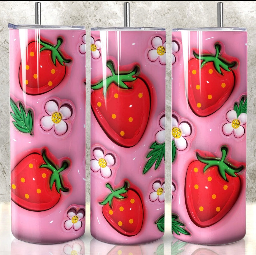 Flower strawberry 20oz tumbler