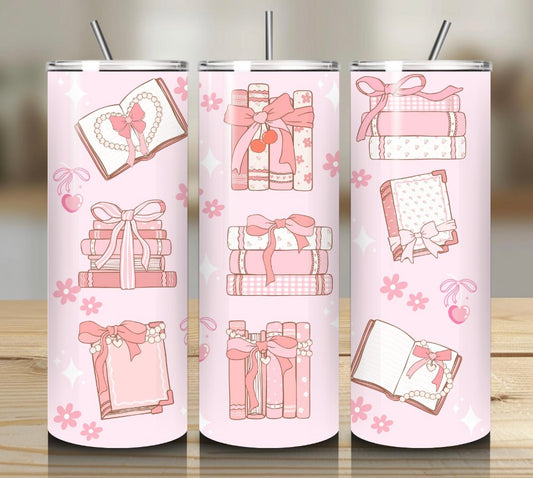 Pink book lover tumbler