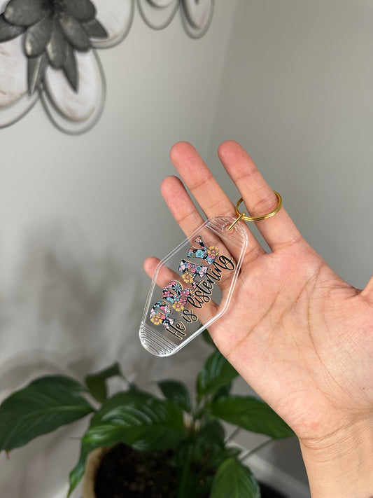 Pray He is listening motel keychain